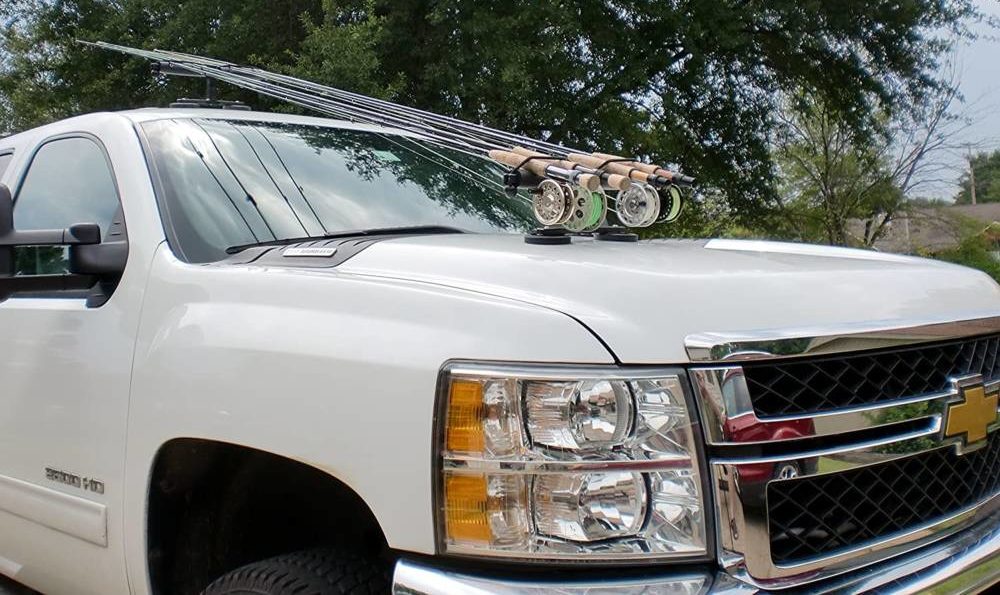 Tight Line Enterprises Fishing Rod Racks for Vehicles (Truck or SUV) - Magnets For Metal Hoods Only and_or Vacuum Cups For All Metal_Non Metal Hood Types