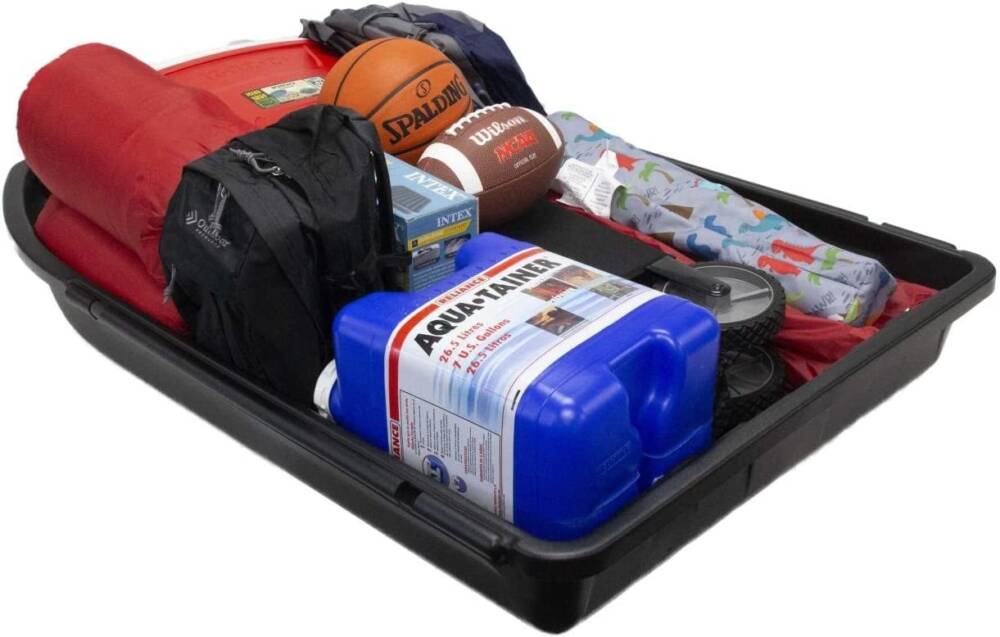 JEGS Rooftop Cargo Carrier for Car Storage - Large Roof Rack Cargo Carrier - Heavy Duty Waterproof Storage - Made in USA - 18 Cubic Ft - 110 Lb Capacity - Zero Tool Easy Assembly - Aerodynamic Design (1) JEGS Rooftop Cargo Carrier